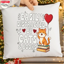 Easily Distracted by Cats & Books PNG/SVG | Cat Lover Reader T-Shirt