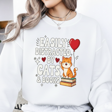 Easily Distracted by Cats & Books PNG/SVG | Cat Lover Reader T-Shirt