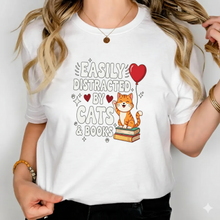 Easily Distracted by Cats & Books PNG/SVG | Cat Lover Reader T-Shirt