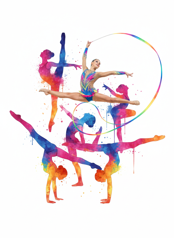 Colorful Glitter Gymnast Girl Clipart Set 30 PNG | Gymnastics Sublimation Design