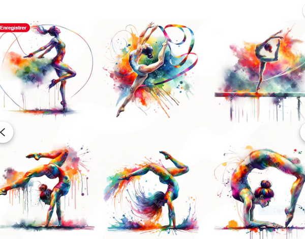Colorful Glitter Gymnast Girl Clipart Set 30 PNG | Gymnastics Sublimation Design