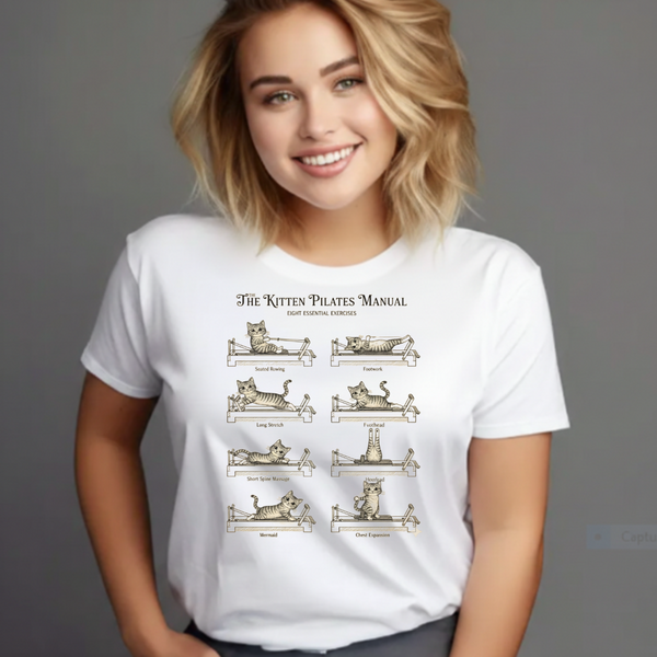 Kitten Yoga Manual PNG SVG – Cat Pose Chart Vintage Poster Digital Download