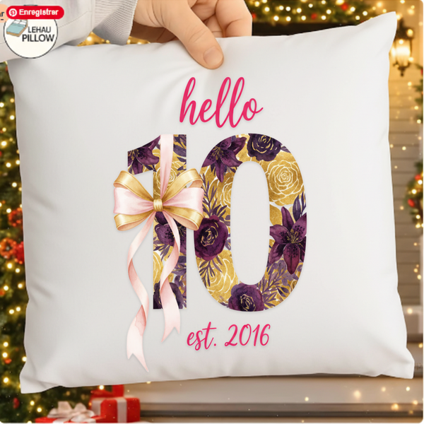 Hello Ten SVG PNG – 10th Birthday Girl Bow Pink Design